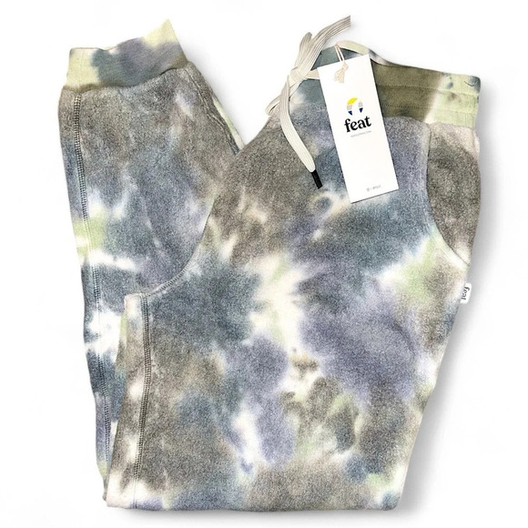 Feat Comfy Blanketblend Green Funky Grunge Tie dye Tapered Jogger Sweats M - Picture 1 of 6